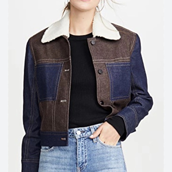 Colovos Multi Fleck Color block, Jacket Brown and Blue Women size Large - Picture 1 of 12